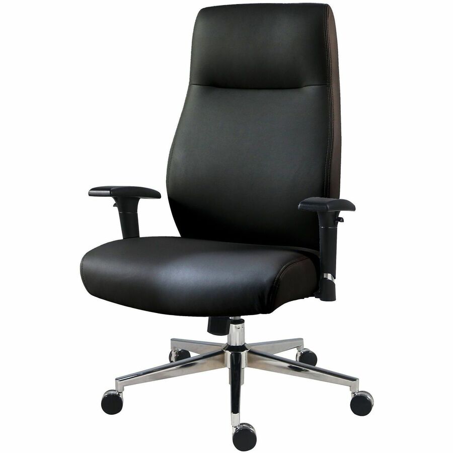 Lorell Fuerte Executive High-Back Chair with Adjustable Arms - High Back - Black - Poly, Polyurethane - Armrest - 1 Each