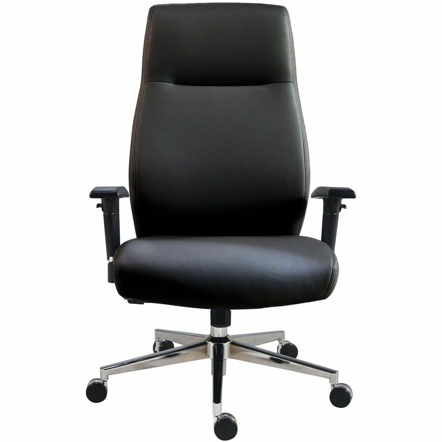 Lorell Fuerte Executive High-Back Chair with Adjustable Arms - High Back - Black - Poly, Polyurethane - Armrest - 1 Each