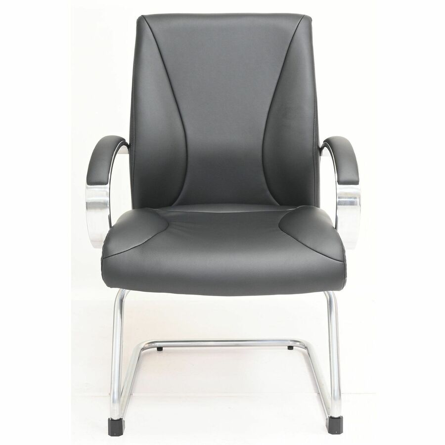 Lorell Pike Executive Guest Chair - Low Back - Cantilever Base - Black - Polyurethane - Armrest - 1 Each