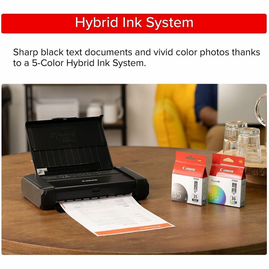 Canon PIXMA TR160 Portable Wired/Wireless Inkjet Printer - Color - 4800 x 1200 dpi Print - 50 Sheets Input - Wireless LAN - Apple AirPrint, Canon PRINT App, Mopria Print Service, Wi-Fi Direct, PIXMA Cloud Link, Canon Print Service Plug-in, Canon Creati...