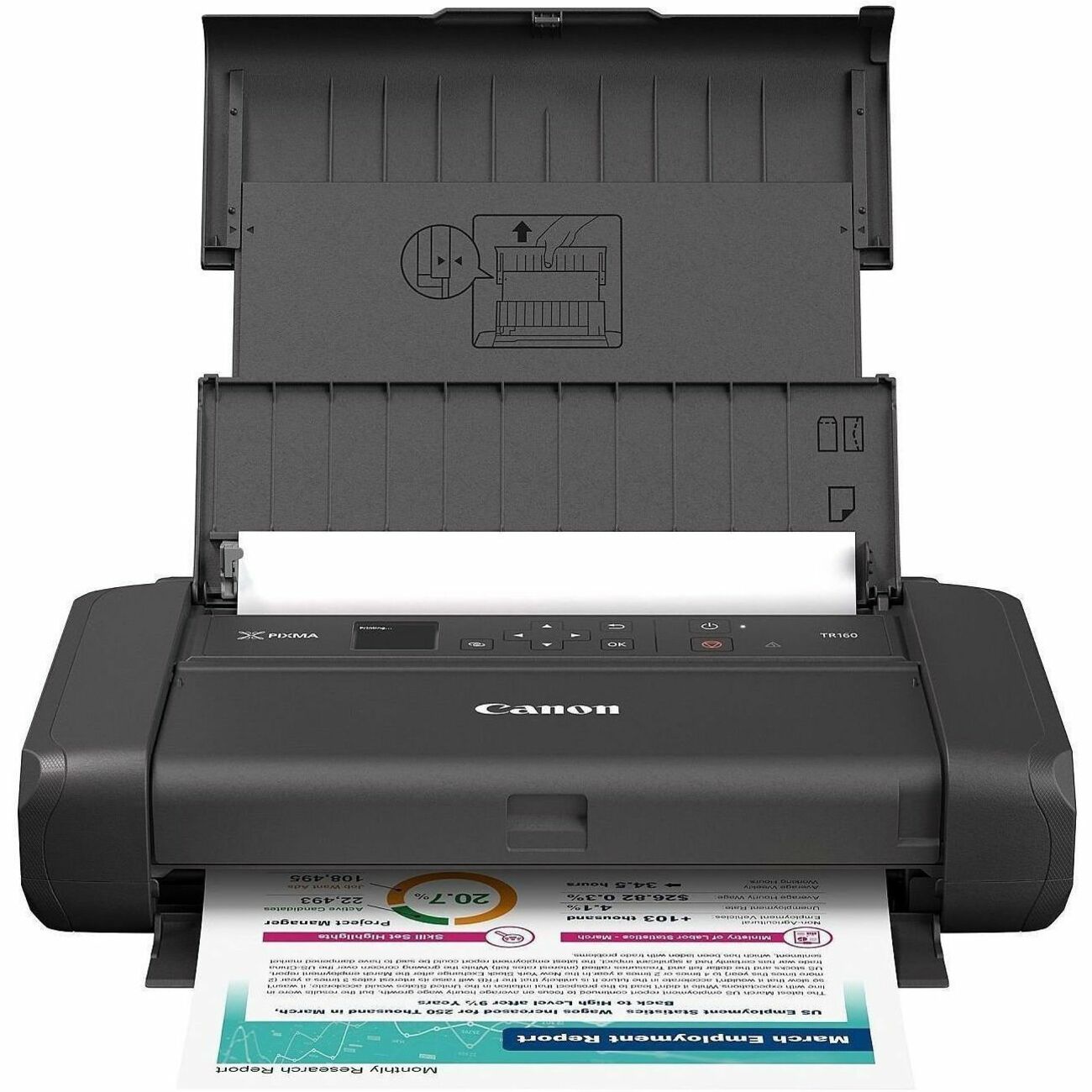 Canon PIXMA TR160 Portable Wired/Wireless Inkjet Printer - Color - 4800 x 1200 dpi Print - 50 Sheets Input - Wireless LAN - Apple AirPrint, Canon PRINT App, Mopria Print Service, Wi-Fi Direct, PIXMA Cloud Link, Canon Print Service Plug-in, Canon Creati...