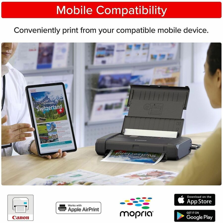 Canon PIXMA TR160 Portable Wired/Wireless Inkjet Printer - Color - 4800 x 1200 dpi Print - 50 Sheets Input - Wireless LAN - Apple AirPrint, Canon PRINT App, Mopria Print Service, Wi-Fi Direct, PIXMA Cloud Link, Canon Print Service Plug-in, Canon Creati...