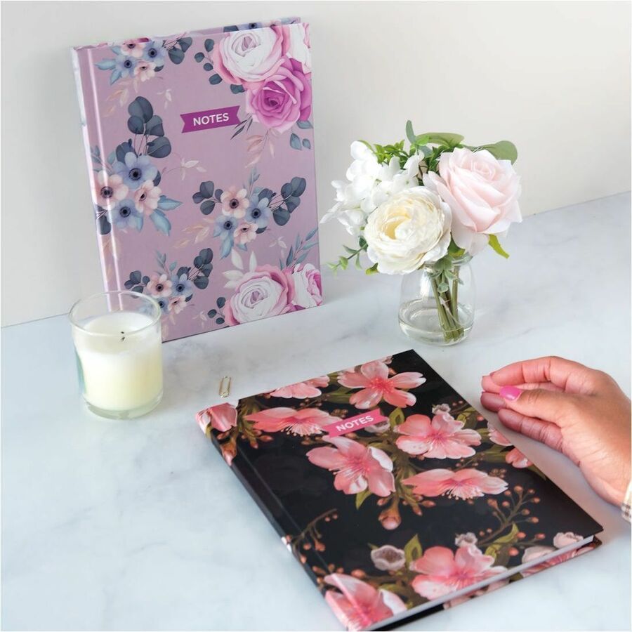 Blueline Cherry Tree Lane Notebook - 192 Pages - Ruled Margin - 9 1/4" x 7 1/4" Sheet Size - Cherry Tree Lane Cover - Smooth, Hard Cover, Sturdy, Self-adhesive Tab, Index Sheet, Acid-free Paper, Durable - Recycled - 1 Each