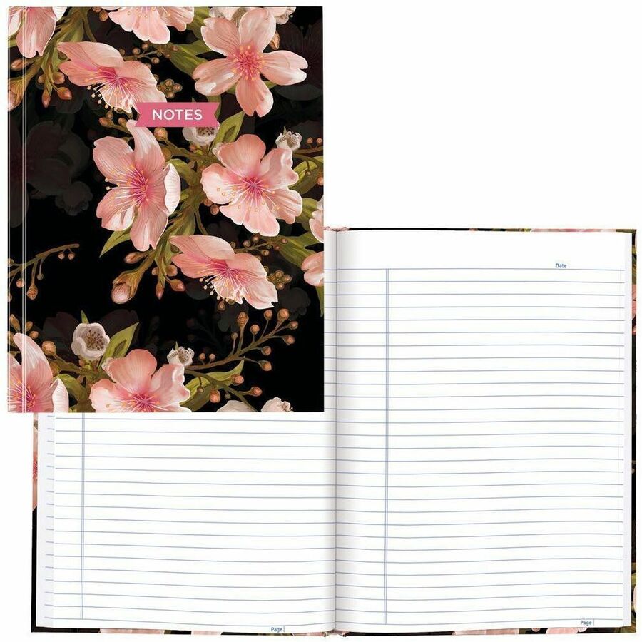 Blueline Cherry Tree Lane Notebook - 192 Pages - Ruled Margin - 9 1/4" x 7 1/4" Sheet Size - Cherry Tree Lane Cover - Smooth, Hard Cover, Sturdy, Self-adhesive Tab, Index Sheet, Acid-free Paper, Durable - Recycled - 1 Each