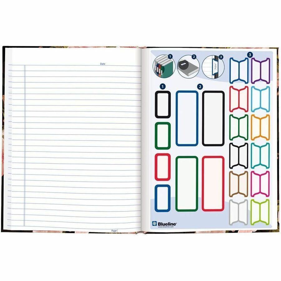 Blueline Cherry Tree Lane Notebook - 192 Pages - Ruled Margin - 9 1/4" x 7 1/4" Sheet Size - Cherry Tree Lane Cover - Smooth, Hard Cover, Sturdy, Self-adhesive Tab, Index Sheet, Acid-free Paper, Durable - Recycled - 1 Each