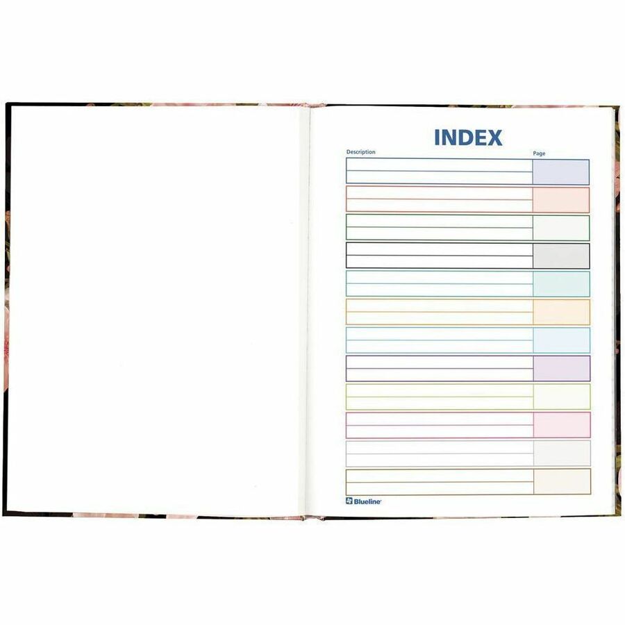 Blueline Cherry Tree Lane Notebook - 192 Pages - Ruled Margin - 9 1/4" x 7 1/4" Sheet Size - Cherry Tree Lane Cover - Smooth, Hard Cover, Sturdy, Self-adhesive Tab, Index Sheet, Acid-free Paper, Durable - Recycled - 1 Each