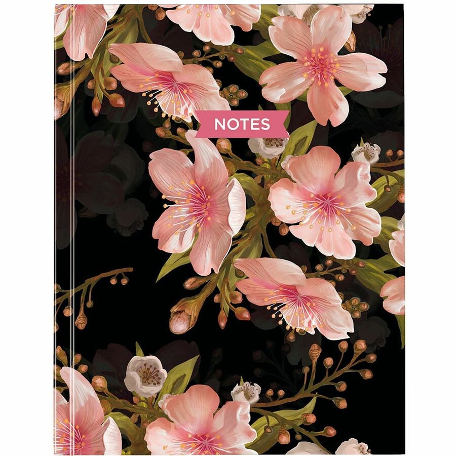 Blueline Cherry Tree Lane Notebook - 192 Pages - Ruled Margin - 9 1/4" x 7 1/4" Sheet Size - Cherry Tree Lane Cover - Smooth, Hard Cover, Sturdy, Self-adhesive Tab, Index Sheet, Acid-free Paper, Durable - Recycled - 1 Each