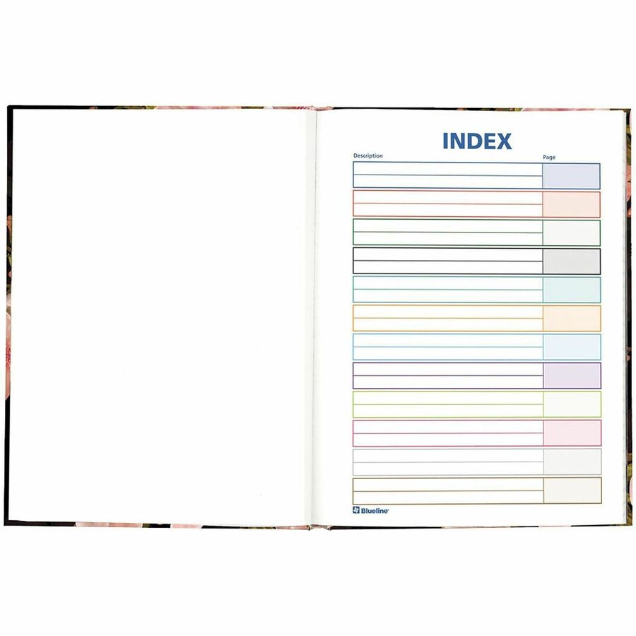 Blueline Cherry Tree Lane Notebook - 192 Pages - Ruled Margin - 9 1/4" x 7 1/4" Sheet Size - Cherry Tree Lane Cover - Smooth, Hard Cover, Sturdy, Self-adhesive Tab, Index Sheet, Acid-free Paper, Durable - Recycled - 1 Each
