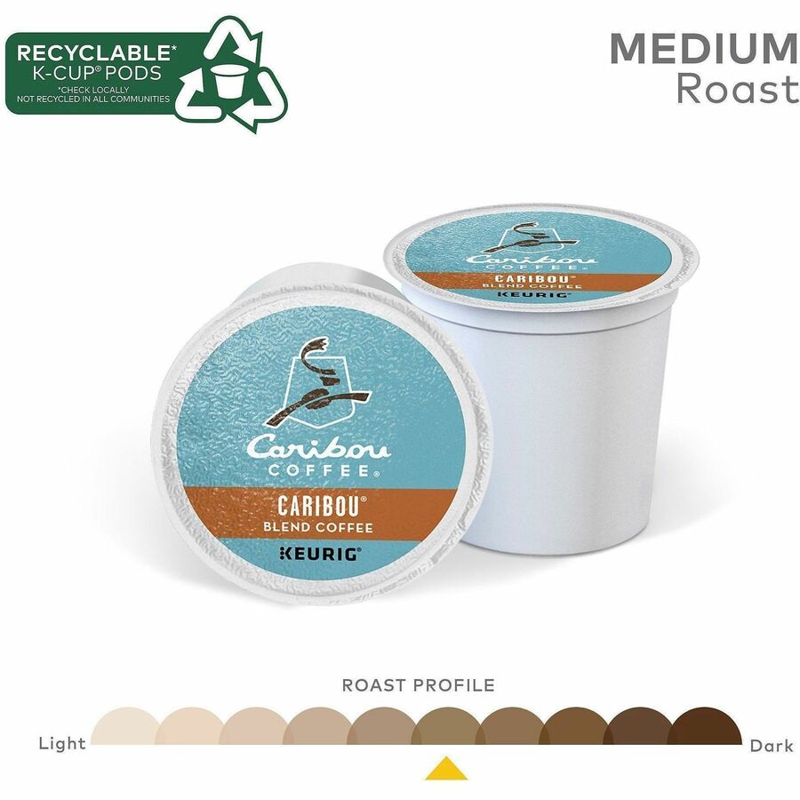 Caribou Coffee&reg; K-Cup Blend Coffee - Compatible with Keurig K-Cup Brewer - 24 K-Cup - K-Cup - Caribou Blend - 4 / Carton