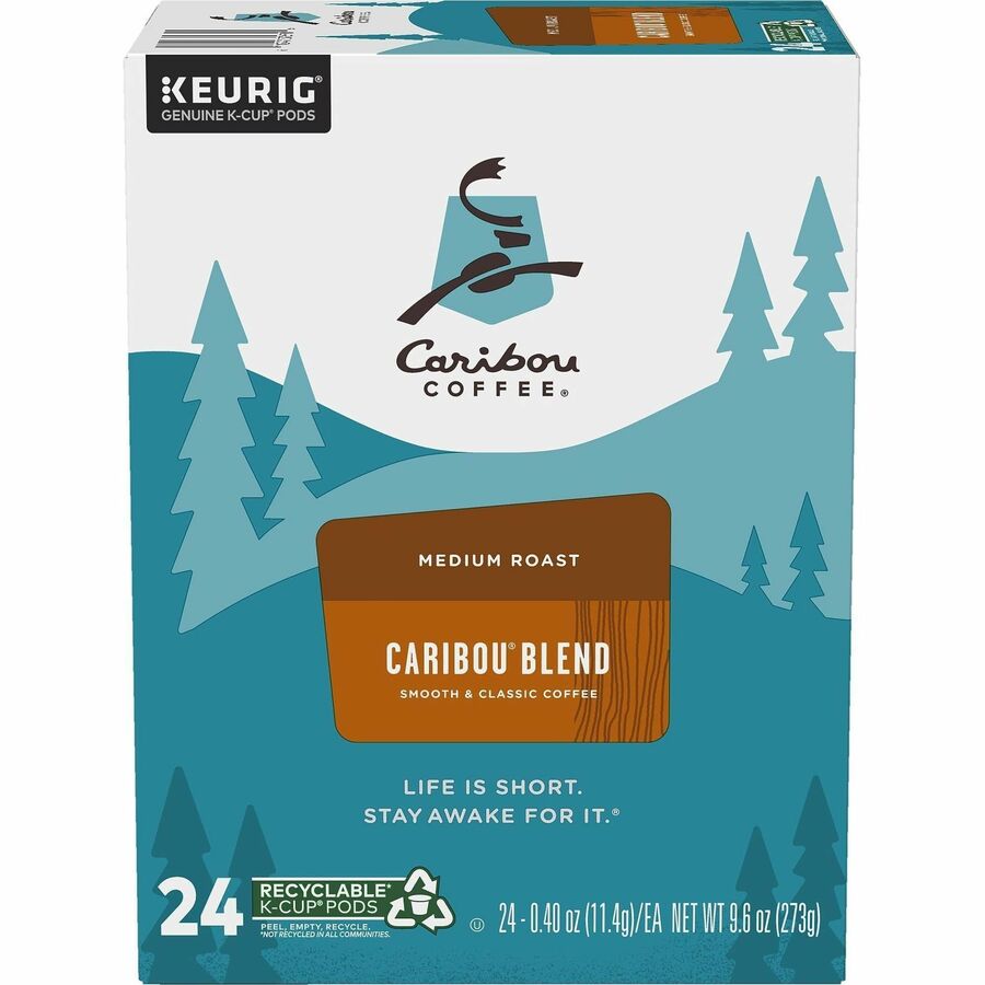 Caribou Coffee&reg; K-Cup Blend Coffee - Compatible with Keurig K-Cup Brewer - 24 K-Cup - K-Cup - Caribou Blend - 4 / Carton