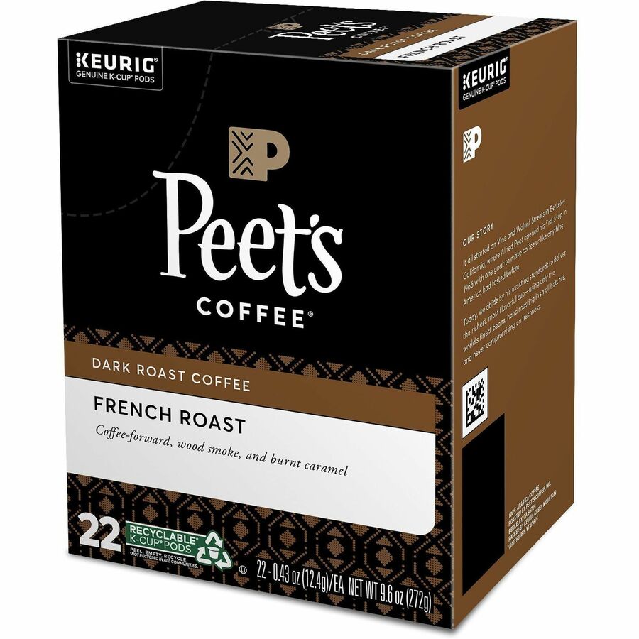 Peet's Coffee™ K-Cup French Roast Coffee - Compatible with Keurig Brewer - Dark - 22 K-Cup - K-Cup - French Roast - 4 / Carton