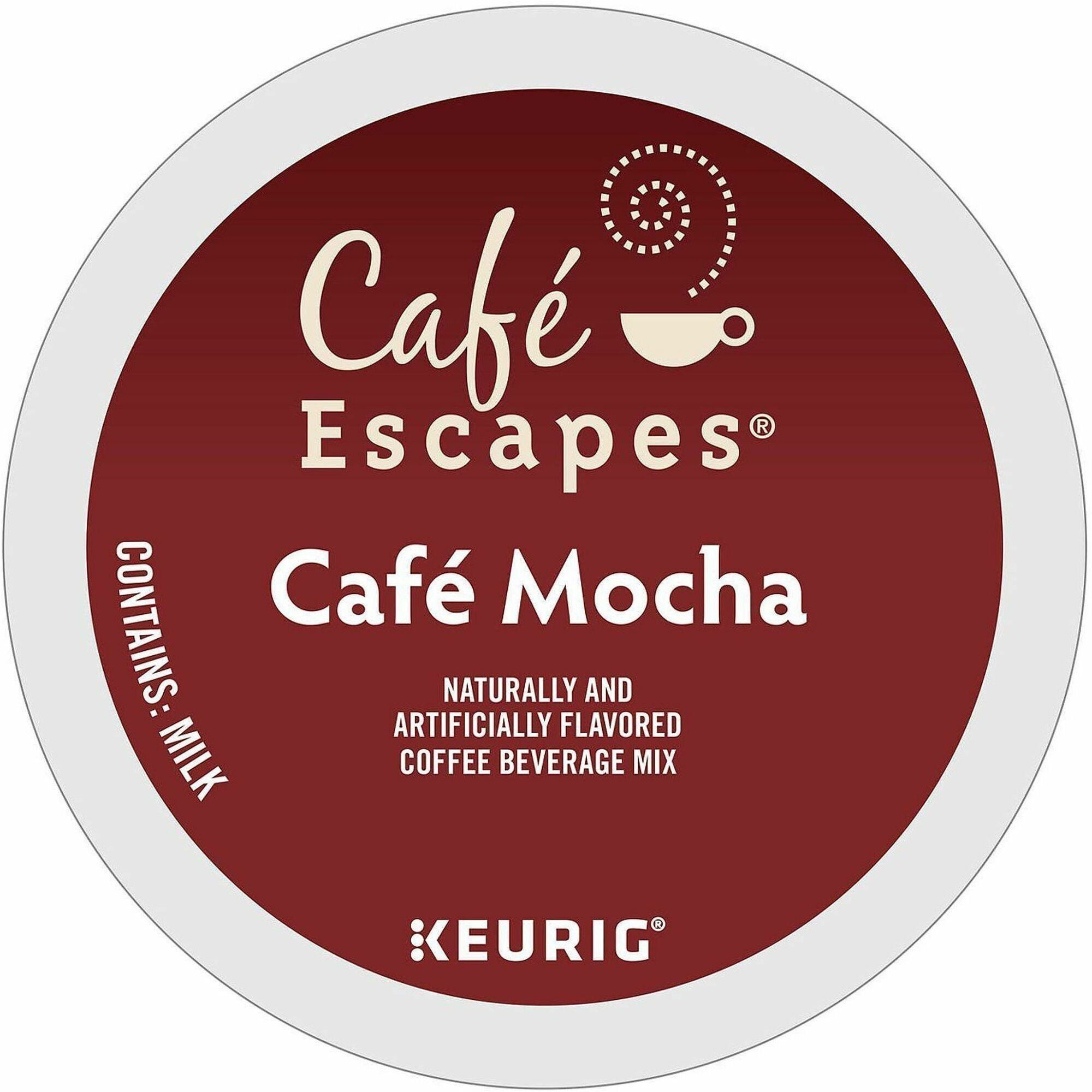 Caf&eacute; Escapes&reg; K-Cup, Pod Cafe Mocha - Compatible with Keurig K-Cup Brewer - 24 K-Cup - K-Cup, Pod - Cafe Mocha - 4 / Carton