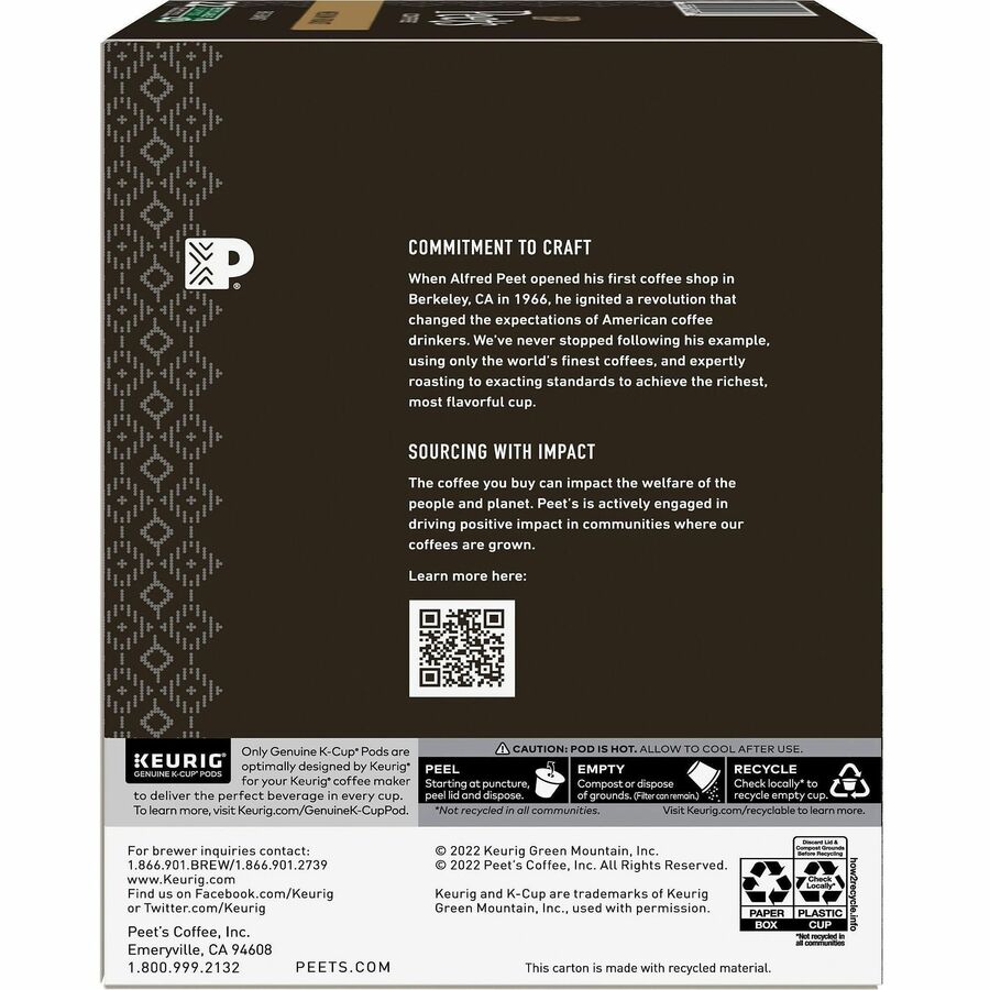 Peet's Coffee™ K-Cup Big Bang Coffee - Compatible with Keurig Brewer - Medium - 22 K-Cup - K-Cup - Big Bang - 4 / Carton
