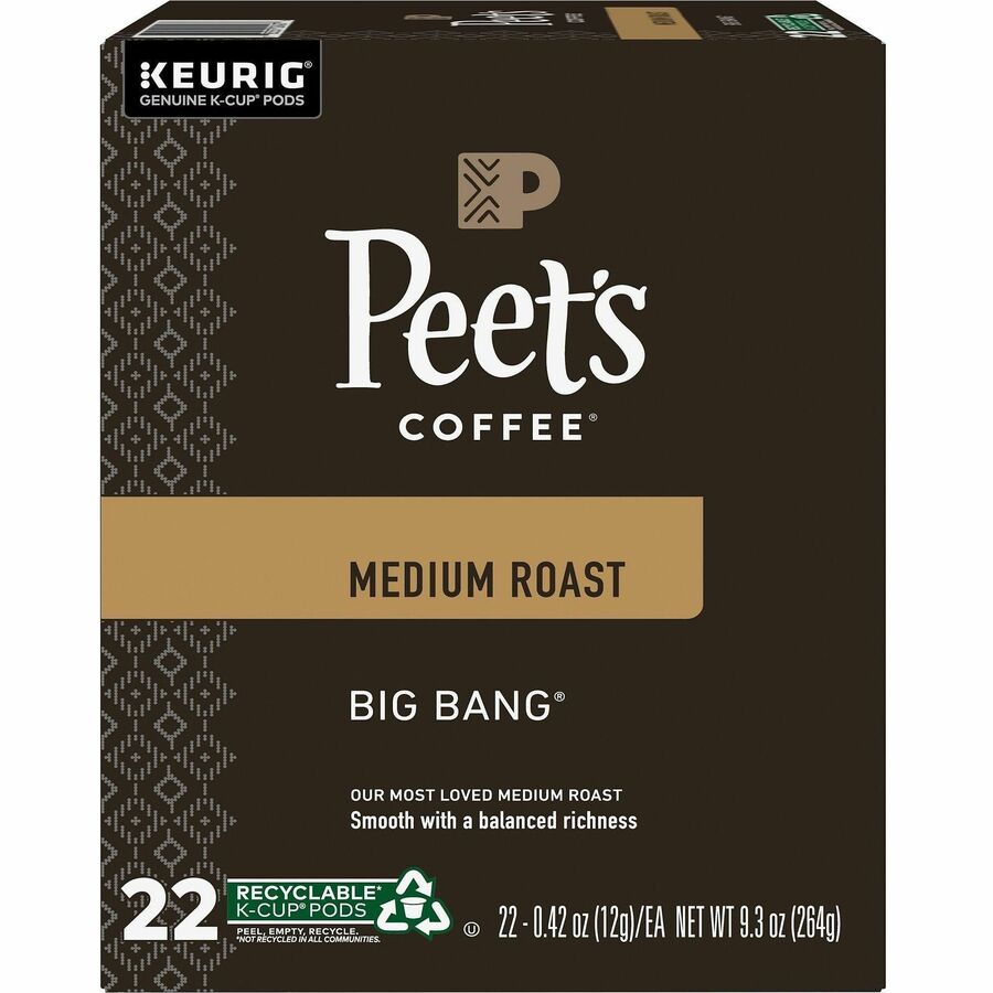 Peet's Coffee™ K-Cup Big Bang Coffee - Compatible with Keurig Brewer - Medium - 22 K-Cup - K-Cup - Big Bang - 4 / Carton