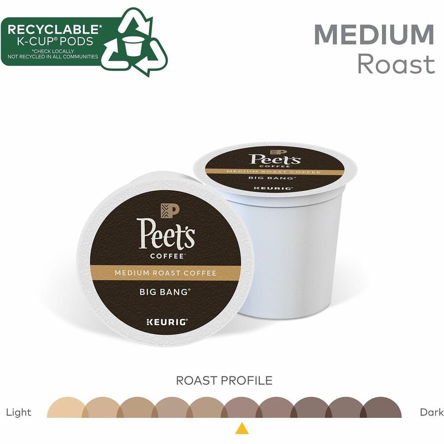 Peet's Coffee™ K-Cup Big Bang Coffee - Compatible with Keurig Brewer - Medium - 22 K-Cup - K-Cup - Big Bang - 4 / Carton