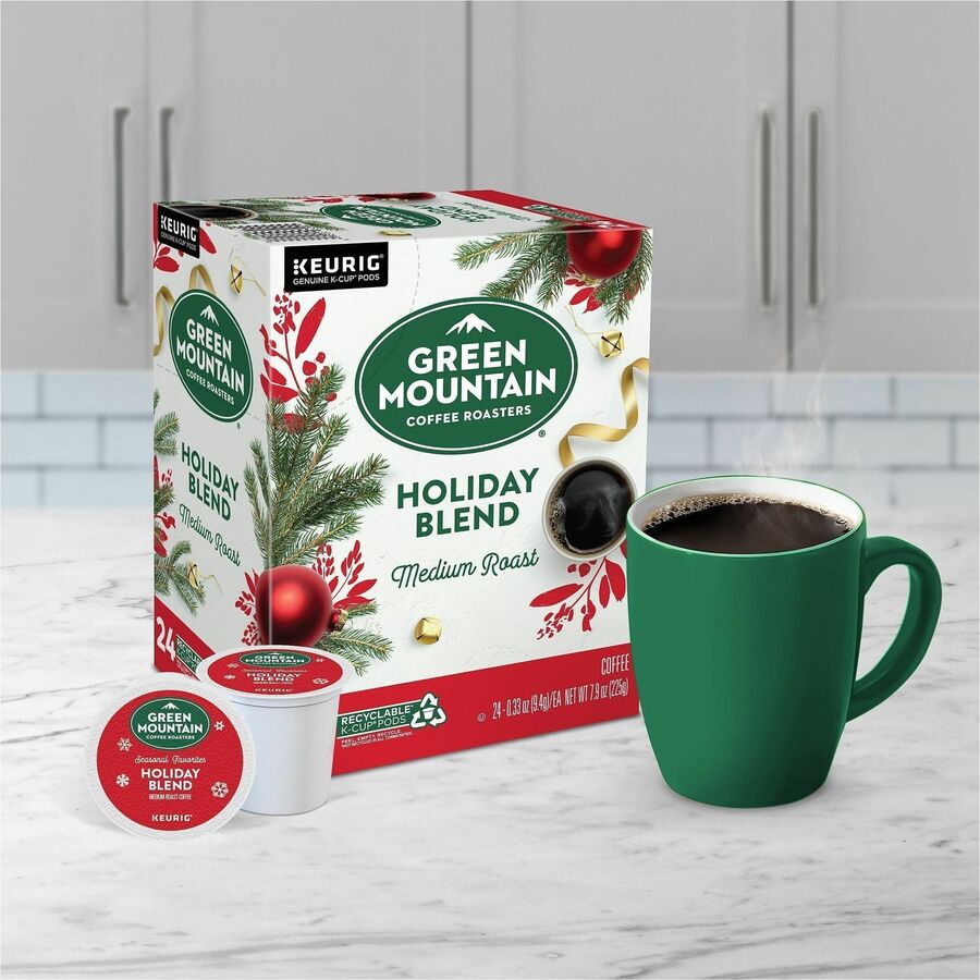 Green Mountain Coffee Roasters&reg; K-Cup, Pod Holiday Blend Coffee - Compatible with Keurig Brewer - Medium - 24 K-Cup - K-Cup, Pod - Holiday Blend - 4 / Carton