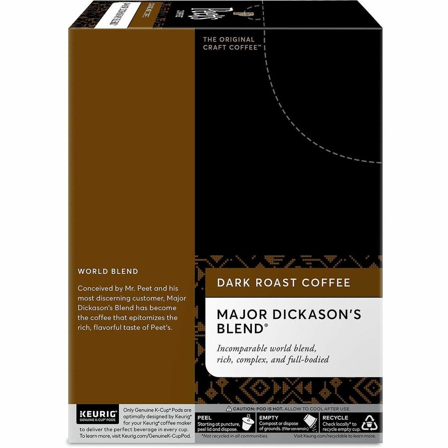 Peet's Coffee™ K-Cup Major Dickason's Blend Coffee - Compatible with Keurig Brewer - Dark - 22 K-Cup - K-Cup - Major Dickason's - 4 / Carton