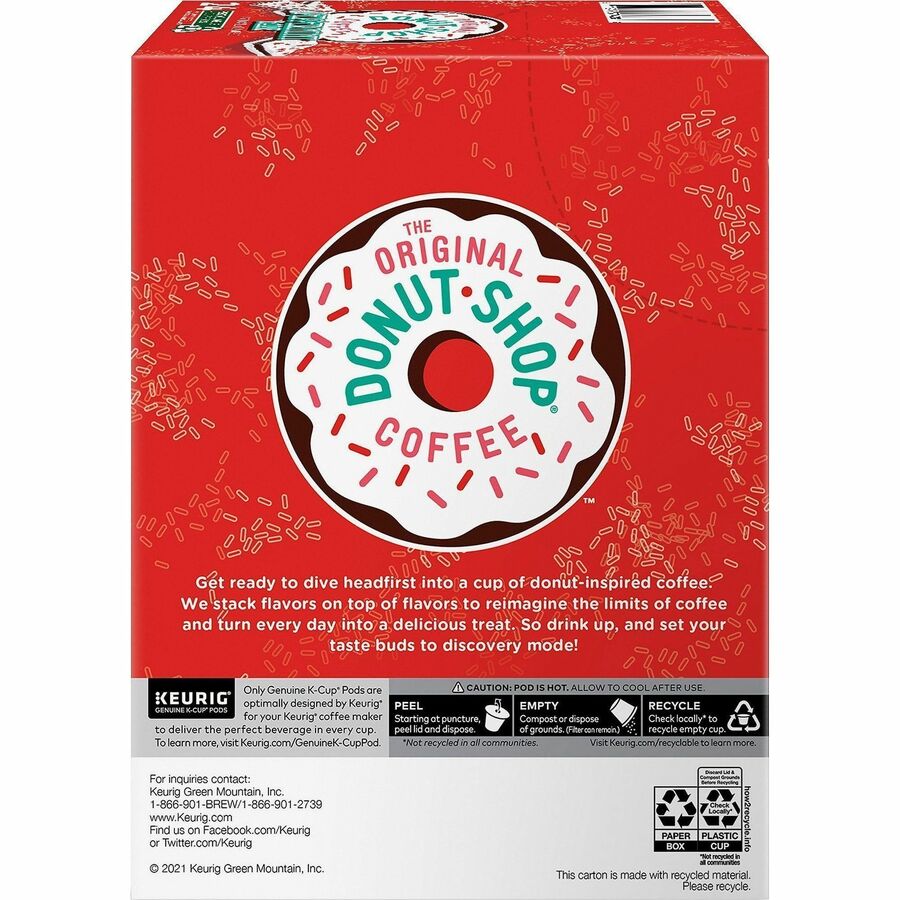 The Original Donut Shop&reg; K-Cup, Pod Green Mountain Peppermint Bark Coffee - Compatible with K-Cup Brewer - Light - 24 K-Cup - K-Cup, Pod - Peppermint Bark - 4 / Carton