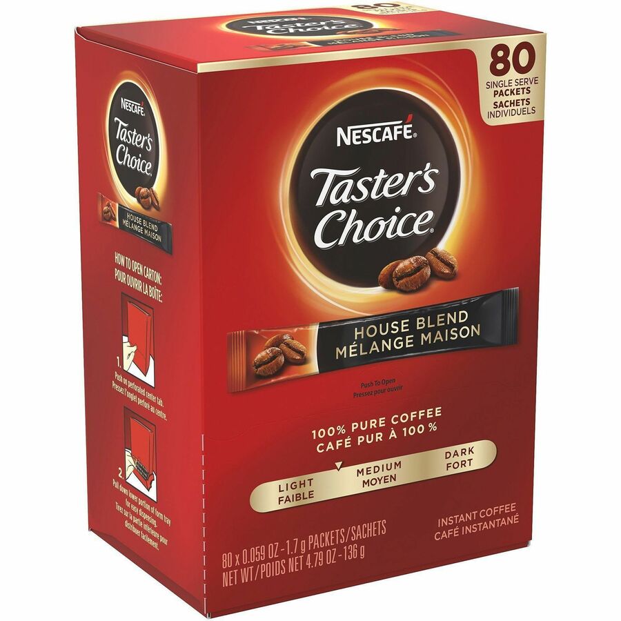 Taster's Choice Instant Original Coffee Packets - Mild - 80 Stick - Instant - House Blend, Original - 6 / Carton