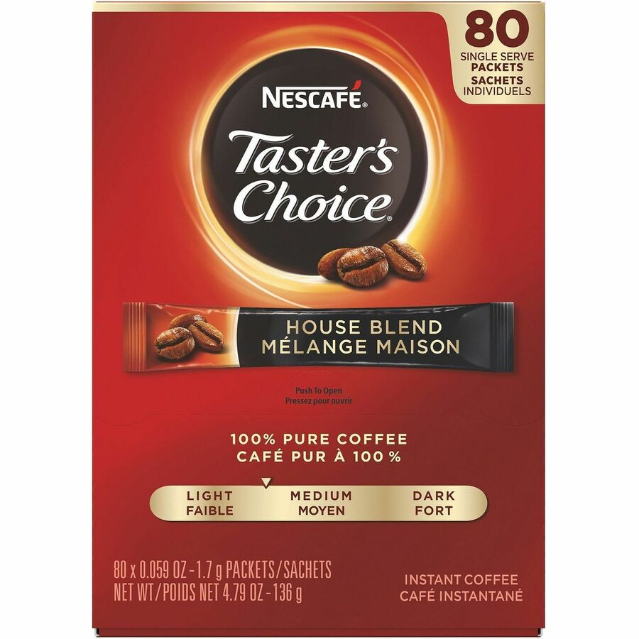 Taster's Choice Instant Original Coffee Packets - Mild - 80 Stick - Instant - House Blend, Original - 6 / Carton