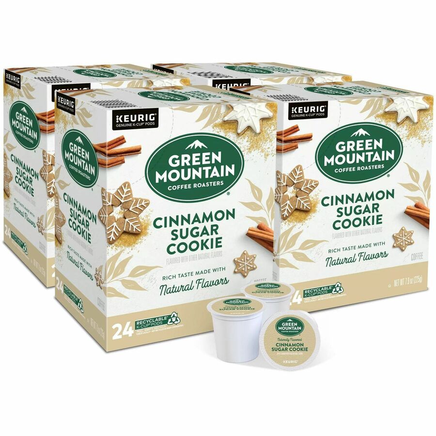 Green Mountain Coffee Roasters&reg; K-Cup, Pod Cinnamon Sugar Cookie Coffee - Compatible with Keurig K-Cup Brewer - Light - 24 K-Cup - K-Cup, Pod - Cinnamon Sugar Cookie - 4 / Carton