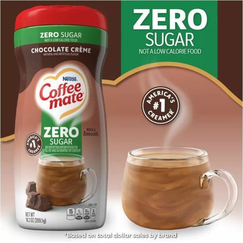 Coffee mate Sugar Free Chocolate Creamer - Chocolate Cr&egrave;me Flavor - 0.64 lb (10.20 oz) - 140 ServingCanister - 6 / Carton