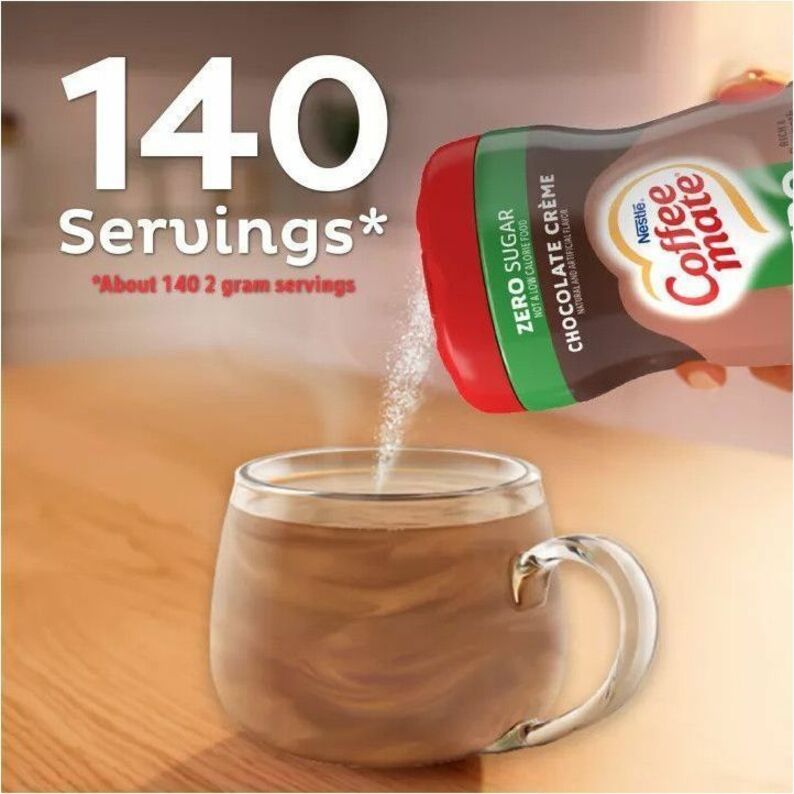 Coffee mate Sugar Free Chocolate Creamer - Chocolate Cr&egrave;me Flavor - 0.64 lb (10.20 oz) - 140 ServingCanister - 6 / Carton