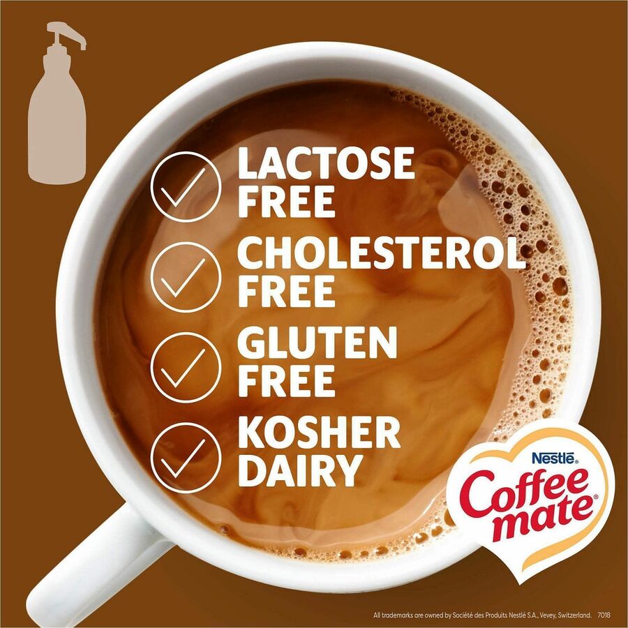 Coffee mate Liquid Pump Flavored Creamer - Snickers, Chocolate, Nut, Caramel Flavor - 50.72 fl oz (1.50 L) - 300 Serving - 2 / Carton