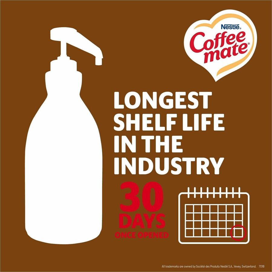Coffee mate Liquid Pump Flavored Creamer - Snickers, Chocolate, Nut, Caramel Flavor - 50.72 fl oz (1.50 L) - 300 Serving - 2 / Carton