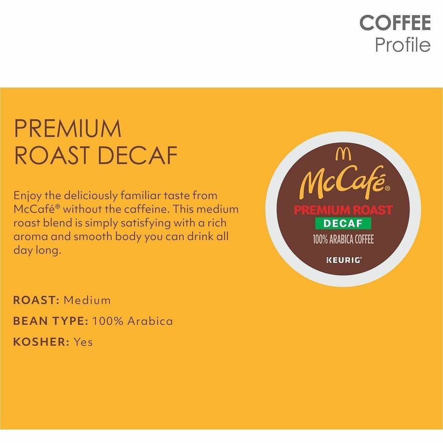 McCafe K-Cup Decaf Premium Roast Coffee - Compatible with Keurig K-Cup Brewer - Medium - 24 K-Cup - K-Cup - Premium Roast, Arabica - Decaffeinated - 4 / Carton