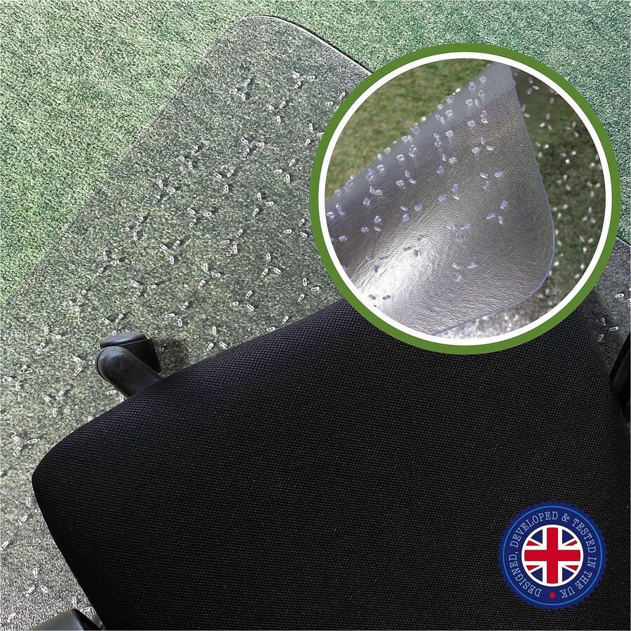 Floortex Cleartex TrYlok Chair Mat - Carpeted Floor, Chair, Indoor, Low Pile - 47" Length x 35" Width - Lipped - Clear - 1 Each