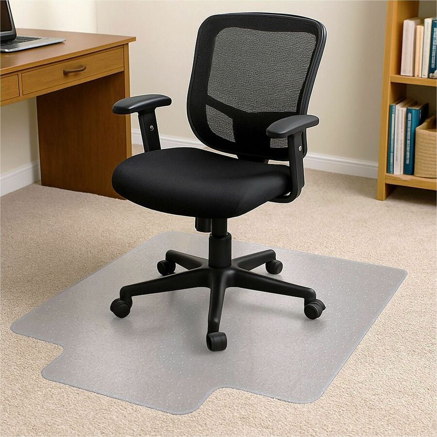 Floortex Cleartex TrYlok Chair Mat - Carpeted Floor, Chair, Indoor, Low Pile - 53" Length x 45" Width - Lipped - Clear - 1 Each