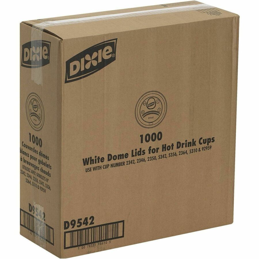 Dixie Hot Cup Lid - Dome - Plastic - White - 100 Lids/Pack - 10 / Carton