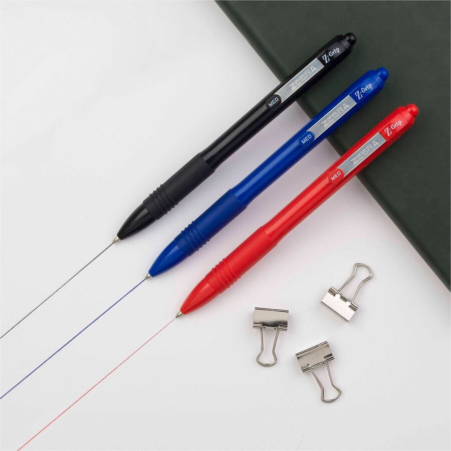Zebra Pen Z-Grip Retractable Ballpoint Pens - 0.7 mm Fine Pen Point - Retractable - Black Ink - School, Home, Journaling - 1 Dozen