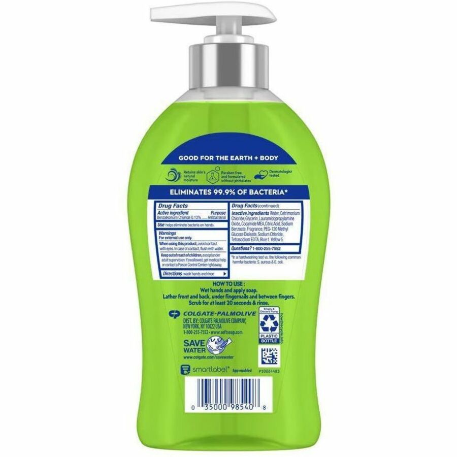 Softsoap Antibacterial Soap Pump - Sparkling Pear Scent - 11.25 fl oz - Pump Bottle Dispenser - Bacteria Remover - Hand, Skin - Moisturizing - Antibacterial - Green - Paraben-free, Phthalate-free - 6 / Carton
