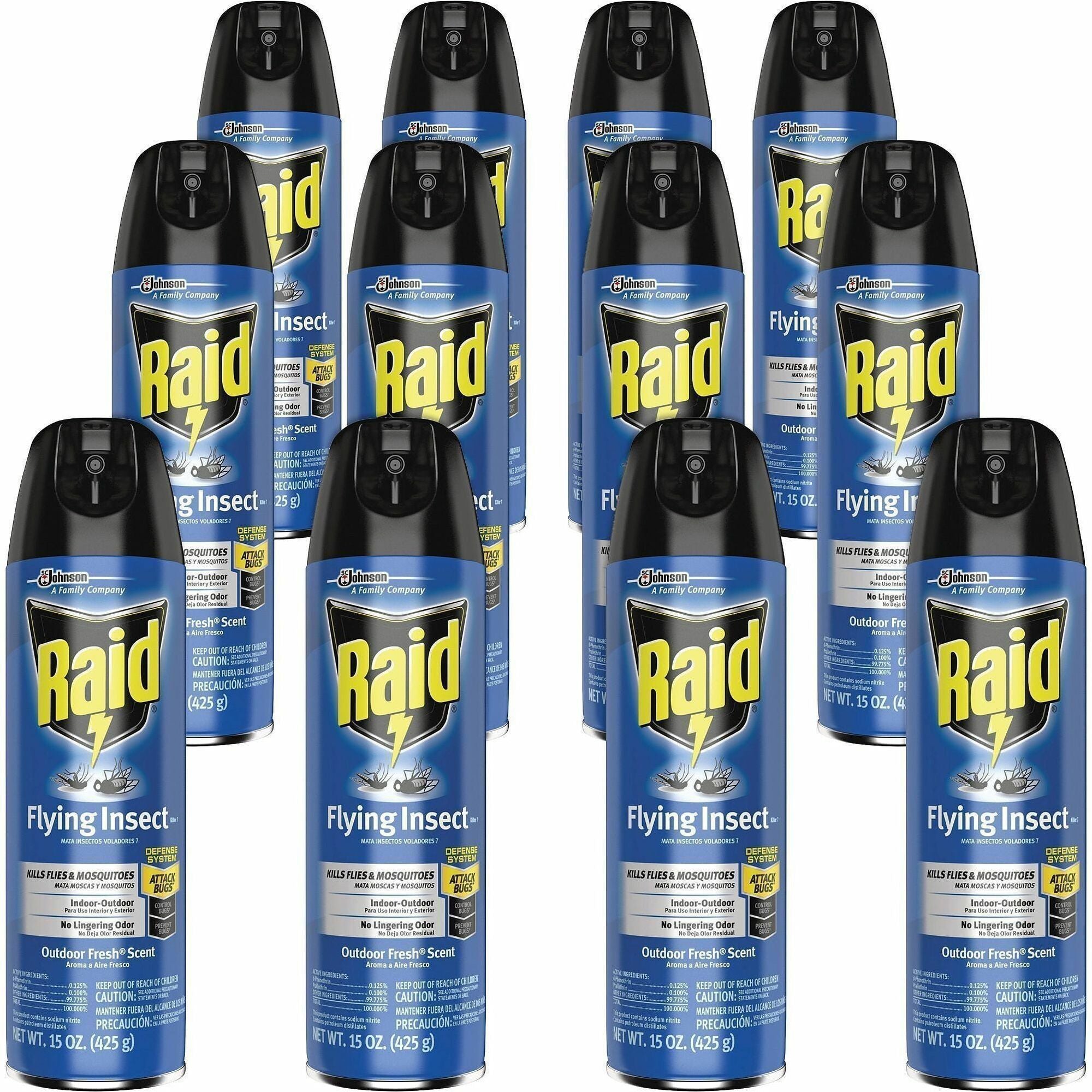 Raid Flying Insect Spray - Spray - Kills Flies, Mosquitoes, Gnats, Hornet, Moths, Fruit Fly, Wasp, Yellow Jacket, Boxelder Bug, Asian Ladybeetle - 15 fl oz - Off White - 12 / Carton