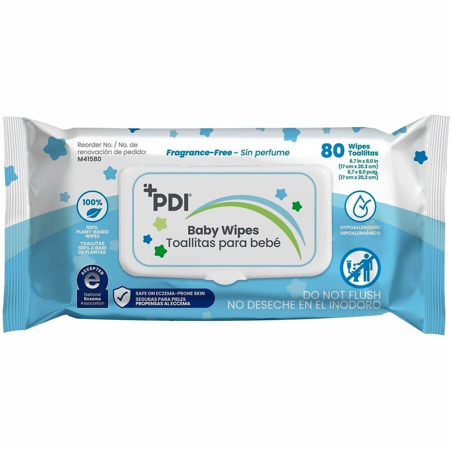 PDI pH-Balanced Baby Wipes for Sensitive Skin - 8" Width x 6.70" Length - Blue - 80 / Each