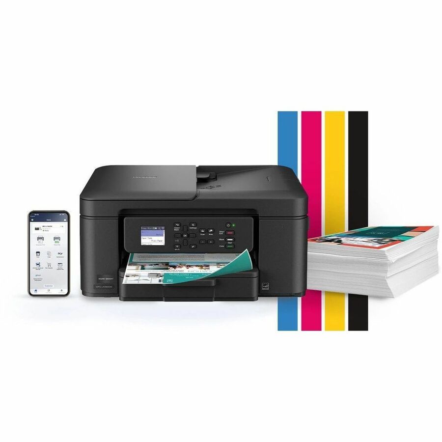 Brother Work Smart MFC-J1360DW Wired & Wireless Inkjet Multifunction Printer - Color - Black - Copier/Printer/Scanner - 16 ppm Mono/9 ppm Color Print - 1200 x 6000 dpi Print - Automatic Duplex Print - Up to 2000 Pages Monthly - ADF, Flatbed Scanner - 1...