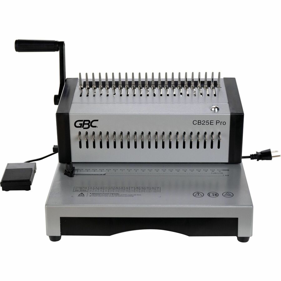 GBC CombBind CB25E Pro Punch/Bind Machine - CombBind - 500 Sheet(s) Bind - 25 Punch - 9.9" Height x 15.4" Width x 13.9" Depth - Gray