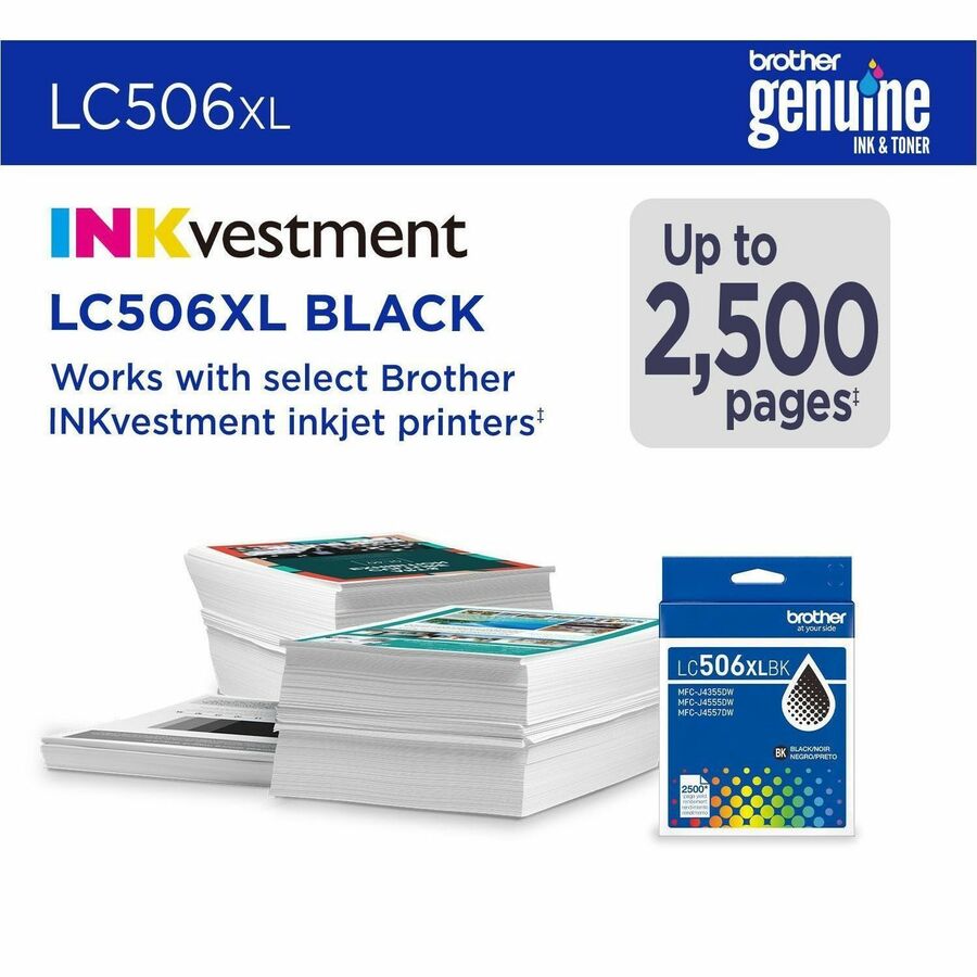Brother LC506XLBK Original High Yield Inkjet Ink Cartridge - Black - 1 Each - 2,500 pages