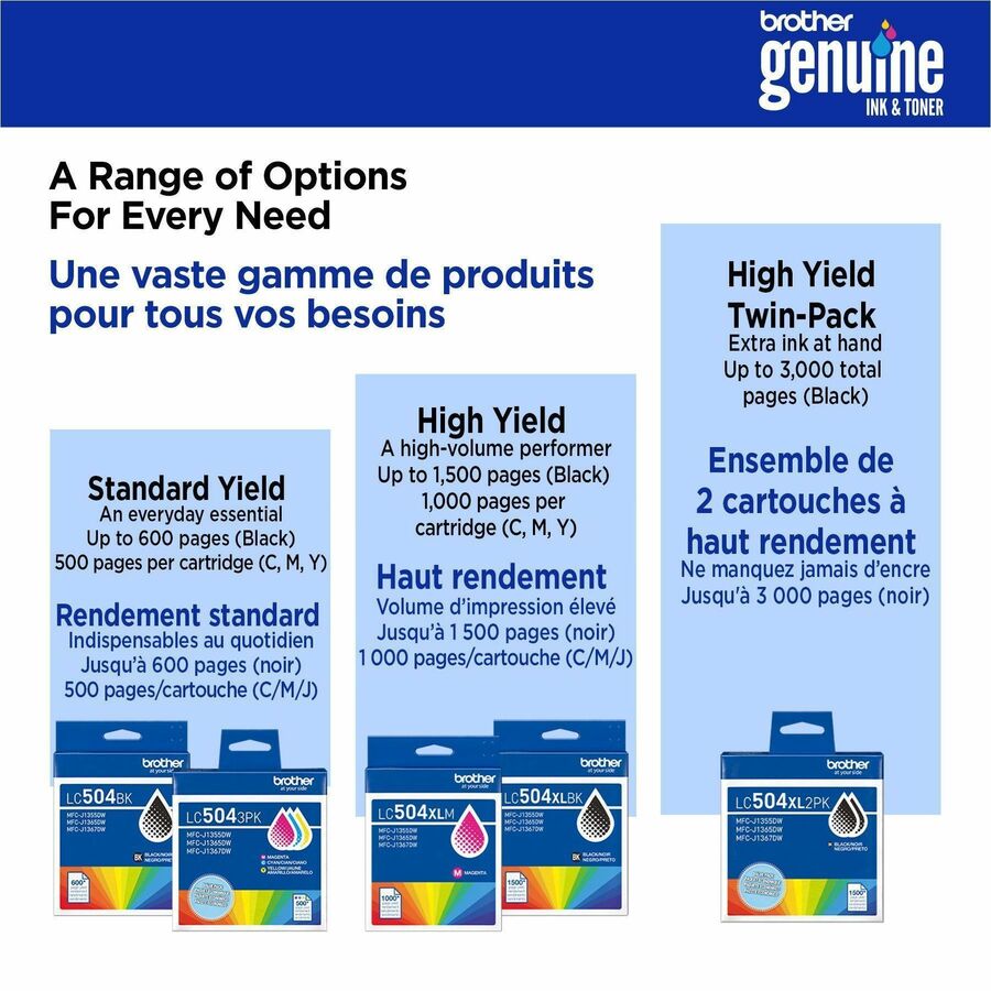 Brother LC504 Original High Yield Inkjet Ink Cartridge - Black - 1 Each - 1,500 pages