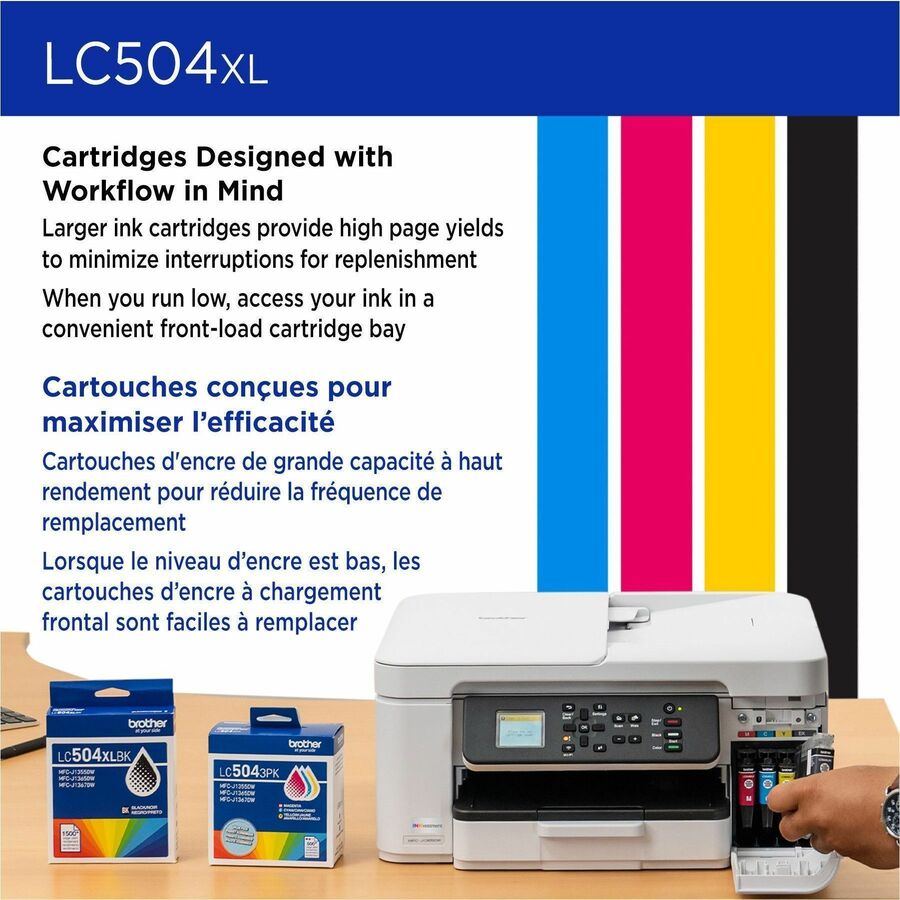 Brother LC504 Original High Yield Inkjet Ink Cartridge - Black - 1 Each - 1,500 pages