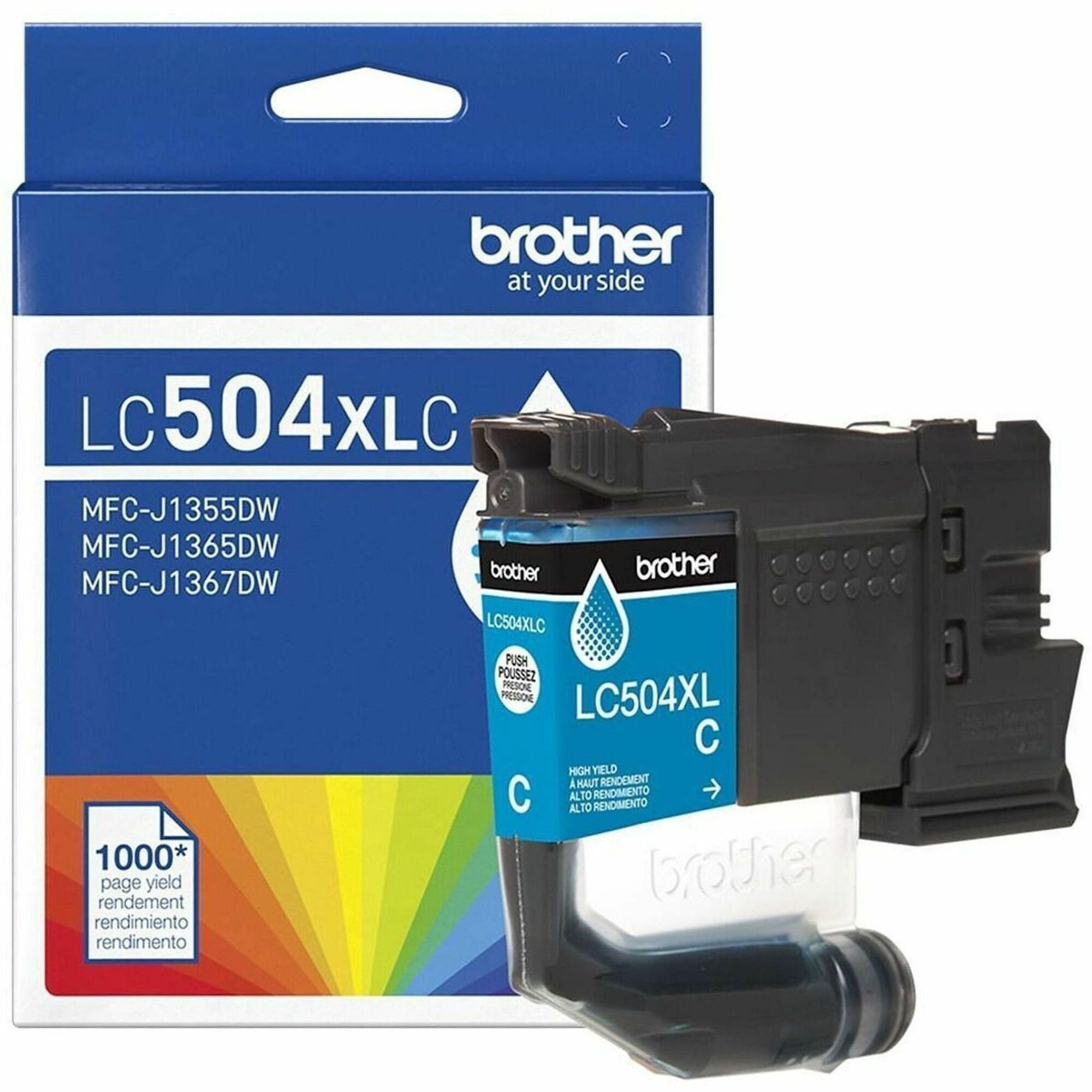 Brother LC504XLC Original High Yield Inkjet Ink Cartridge - Cyan - 1 Each - 1,000 pages