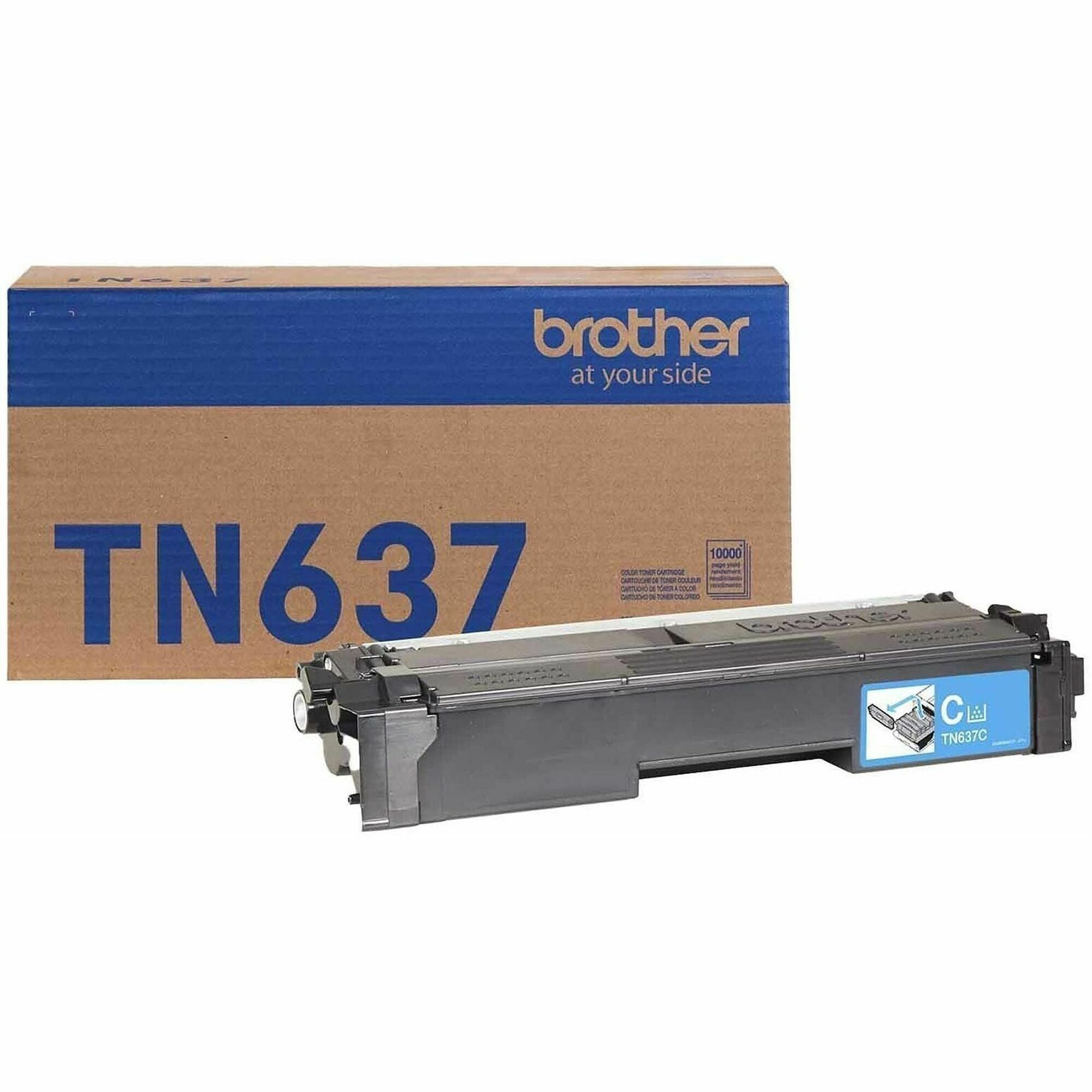 Brother TN637C Original Ultra High Yield Laser Toner Cartridge - Cyan - 1 Each - 10,000 pages