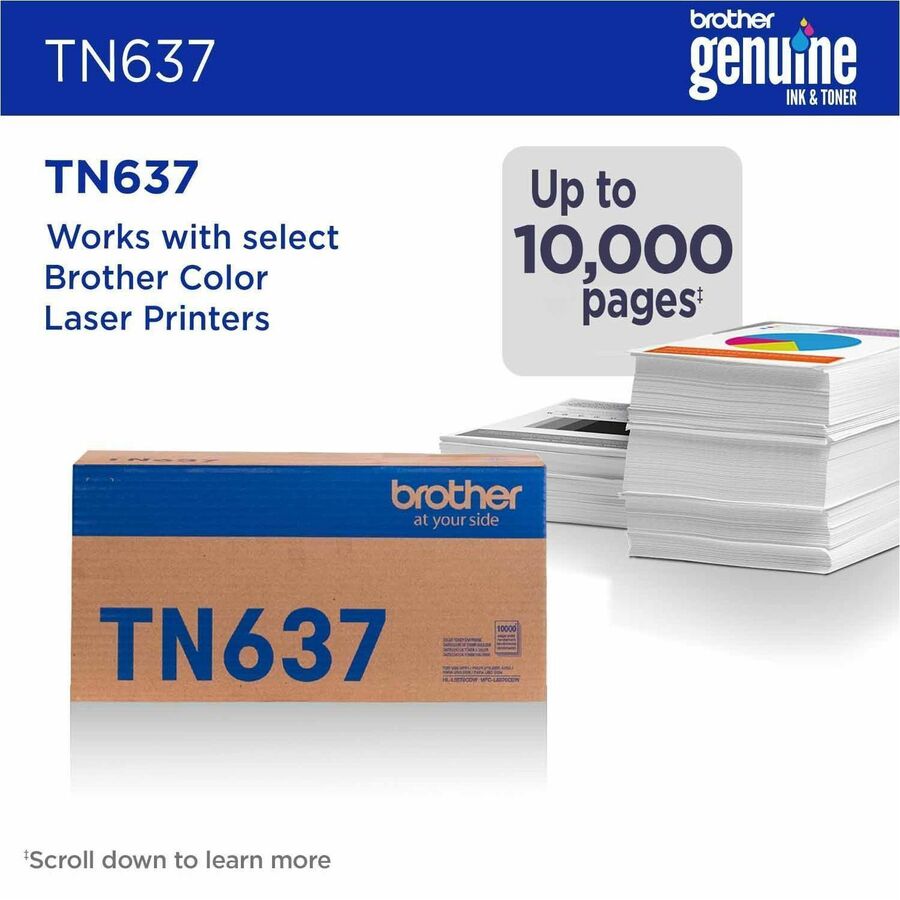 Brother TN637BK Original Ultra High Yield Laser Toner Cartridge - Black - 1 Each - 10,000 pages