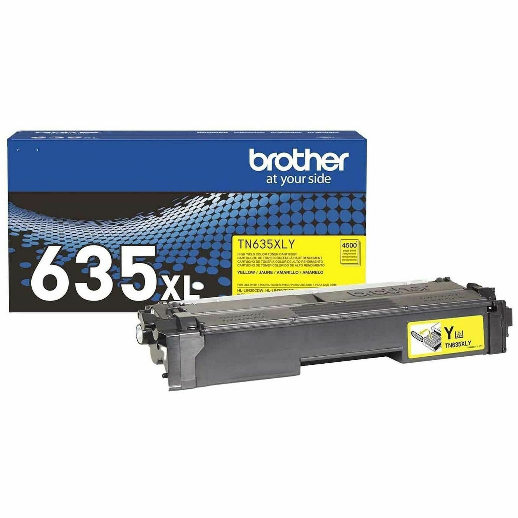 Brother TN635XLY Original High Yield Laser Toner Cartridge - Yellow - 1 Each - 4,500 pages