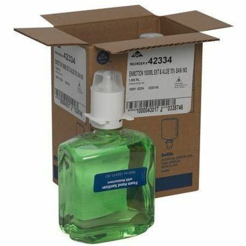 enMotion Hand Sanitizer Foam Refill - Fragrance-free Scent - 1.06 quart - Bottle Dispenser - Kill Germs, Bacteria Remover - Hand, Skin, Food Service - Moisturizing - Green - Quick Drying - 2 / Carton