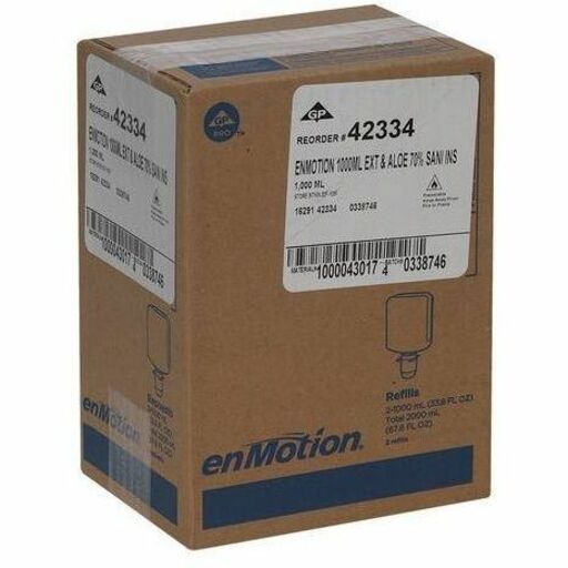 enMotion Hand Sanitizer Foam Refill - Fragrance-free Scent - 1.06 quart - Bottle Dispenser - Kill Germs, Bacteria Remover - Hand, Skin, Food Service - Moisturizing - Green - Quick Drying - 2 / Carton