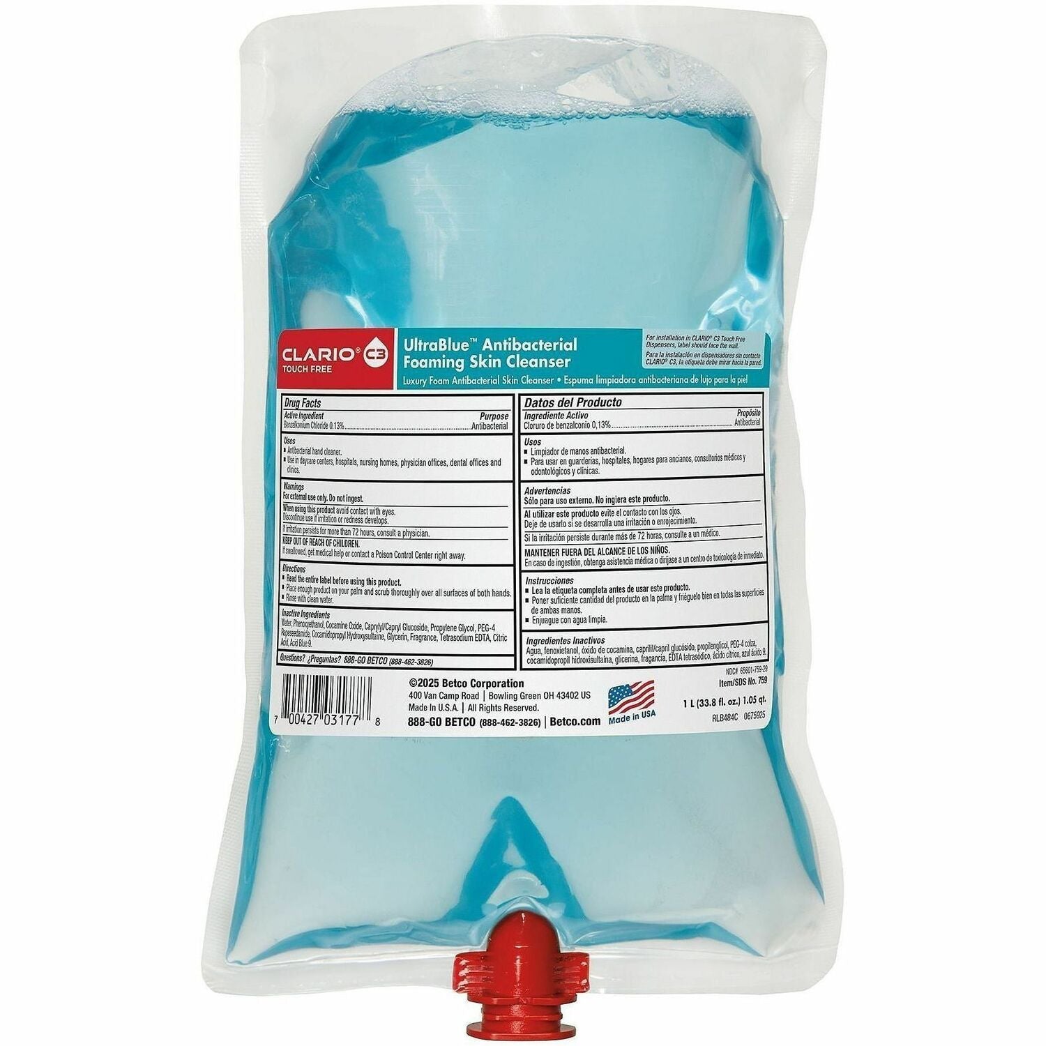 Betco Antibacterial Foaming Skin Cleanser - Foam - 1.06 quart - Summer Citrus - Applicable on Hand - Skin - Non-irritating, Moisturising, Gentle, Anti-bacterial - 1 Each