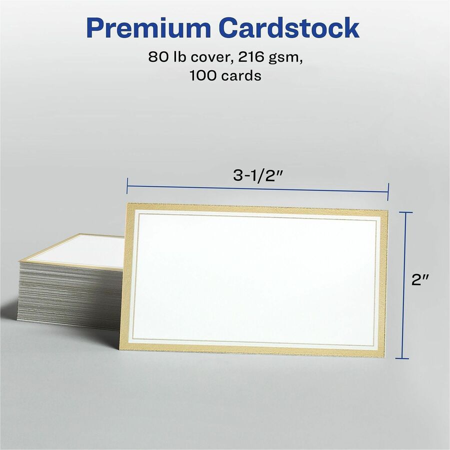 Avery Business Card - 2" x 3 1/2" - 80 lb Basis Weight - 216 g/m² Grammage - Pre-printed, Printable, Double-sided - White - 100 / Pack